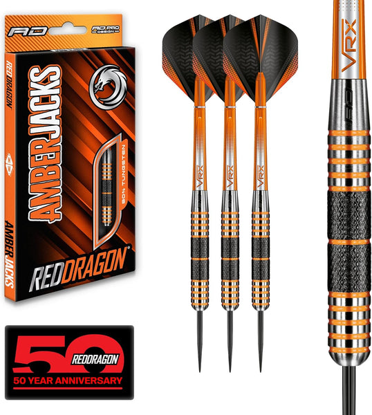 RED DRAGON Amberjack Series Darts Set with Flights and Shafts (Stems)