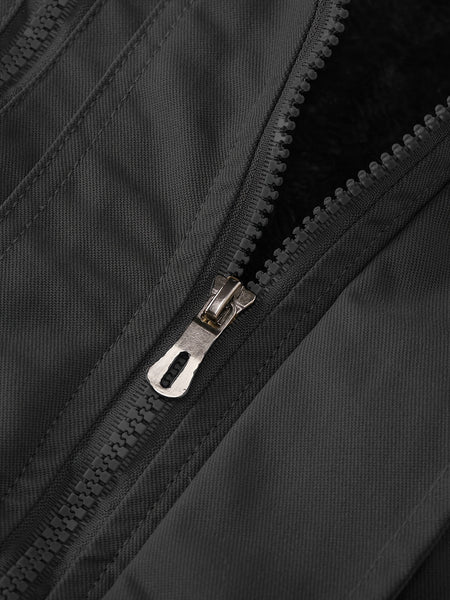 Men's autumn and winter outerwear jacket with warm and thick velvet, windproof and warm, casual multi pocket jacket for winter