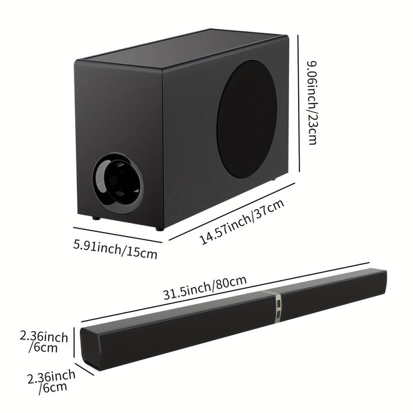 SoundBar with Subwoofer, Sound Bar for Smart TV, Wireless 5.0 Soundbars, Deep Bass, TV Audio System with ARC/Opt/AUX for Enhanced Home Theater Sound Speaker with Infrared Remote Control