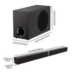SoundBar with Subwoofer, Sound Bar for Smart TV, Wireless 5.0 Soundbars, Deep Bass, TV Audio System with ARC/Opt/AUX for Enhanced Home Theater Sound Speaker with Infrared Remote Control