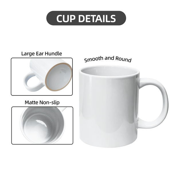 Sublimation Mugs 11oz Blank Plain White Large Handle Coffee Cups+Smash Proof Box Pack of 6 12 36