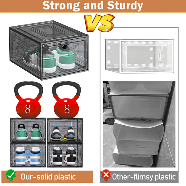 6/9/10-pack Transparent thickened shoe box with magnetic door, closet shoe box, sneaker storage box, dustproof and waterproof, stackable shoe box, upgraded sturdy shoe box, multifunctional sneaker storage box