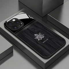 Phone Case: Premium Linear Brown Black Red Maple Leaf Pattern Glass Phone Case for iPhone 17 Air/16/15/14/13/12/11/Plus/Pro/Pro Max and Galaxy S, A Series/S22/S23/S24 FE/S25/S26 ULTRA PLUS.It Is the First Choice of Gift for Family, Loved Ones