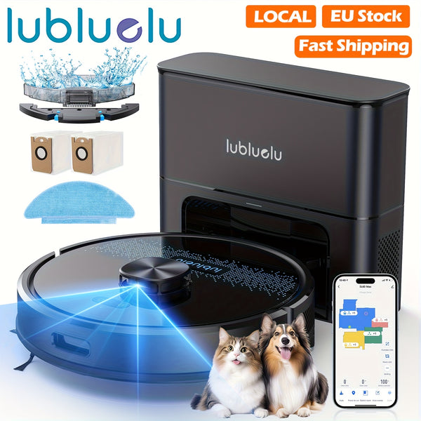 Lubluelu SL60 MAX Robot Vacuum Features a 2.5L Self-Emptying Station, Providing 60 Days of Hands-Free Cleaning. It Boasts a Powerful 4500 Pa Suction, Functions As Both a Vacuum Cleaner And Mop, Includes 24 No-Go Zones
