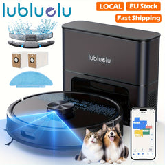 Lubluelu SL60 MAX Robot Vacuum Features a 2.5L Self-Emptying Station, Providing 60 Days of Hands-Free Cleaning. It Boasts a Powerful 4500 Pa Suction, Functions As Both a Vacuum Cleaner And Mop, Includes 24 No-Go Zones