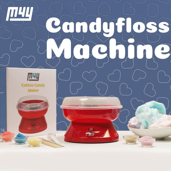 M4Y Premium Candy Floss Maker Cotton Candy Sweet Machine, Funfair Style Machine for Parties, Kids, Home, Includes Measuring Spoon and Candy Floss Sticks