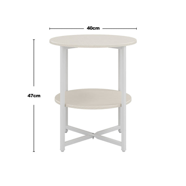 2-Tier Round Side Table - Multi-Level Storage Coffee Table for Plants/Lamps, Space-Saving Sofa/Bedside Organizer (15.75×15.75×18.5