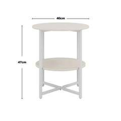 2-Tier Round Side Table - Multi-Level Storage Coffee Table for Plants/Lamps, Space-Saving Sofa/Bedside Organizer (15.75×15.75×18.5
