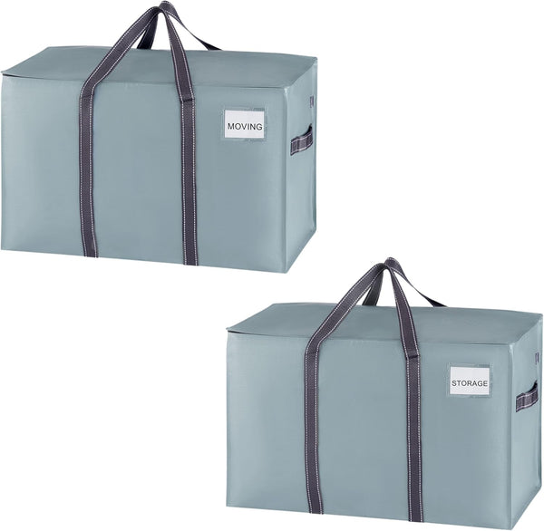 VENO 8 Pack Extra Large Moving Storage Bags with Zips, Heavy-Duty Organizer Tote, Moving Box Alternative, Packing Supply, Clothes Storage Bin, Tag Pocket for Label, Water-Resistant (Clear, 8 Pack)