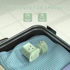 Cube Extension Lead with USB Slots, BEVA 4 Way Multi Plug Power Strip with 3 USB Ports (5V/2.4A), Desktop Power Extension Socket with 1.49m Extension Cords for Home Dorm Office Travel-Green