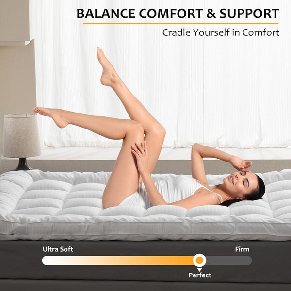 Hotel Quality Mattress Topper Extra Thick 10cm / 4 Inches Bounce Back Mattresses Toppers Single Double King SmallDouble 4Feet Superking Sizes Quilted Matress Pads