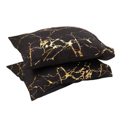 Gold Marble Print Quilt Cover and Pillowcase Bedding Set, Light Luxury High-end Creative Design Bedding Three-piece Set, 2 Pillowcases and 1 Quilt Cover, Soft and Comfortable Bed Three-piece Set for All Seasons, Black