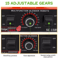Multifunctional Blender Set, 2L+720ML Large Capacity Wall Breaker - High Power, 15 Adjustable Speeds, 4500W, Automatic Juicer,blenders for kitchen, blender for shakes and smoothies, slushy machine, food processor, blenders for kitchen heavy duty. Christma
