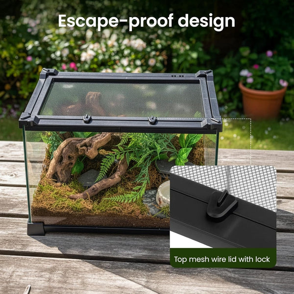Glass Reptile Terrarium Insect Breeding Tank Vivarium Habitats for Lizards, Horned Frogs, Snakes, Spiders Reptile Glass Terrarium Tank Amphibians Box (Horizontal)