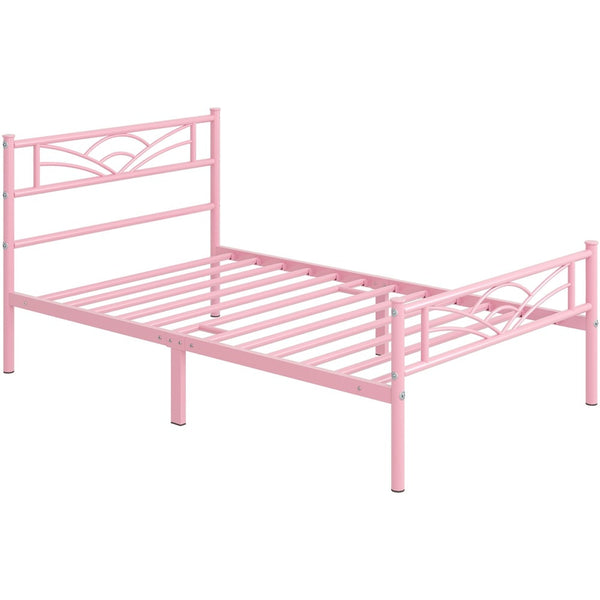 Costoffs Metal-Framed Bed, Metal-Framed Bed Base with Storage, Metal Platform Bed Frame with Headboard and Metal Bed Slats, Easy Assembly Bed, Single/Double/ Size Metal Bed Frame, Bed Foundation