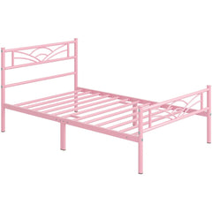 Costoffs Metal-Framed Bed, Metal-Framed Bed Base with Storage, Metal Platform Bed Frame with Headboard and Metal Bed Slats, Easy Assembly Bed, Single/Double/ Size Metal Bed Frame, Bed Foundation