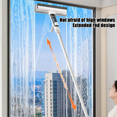 Professional-Grade Window Cleaner Kit with Rotatable Long Handle & 4 Fiber Cloths + 2 Silicone Strips - Heavy-Duty Indoor/Outdoor Glass Washing Tool for, Mirrors, Shower Doors, Car Glass - Easy-Install Hanging System, Durable Window