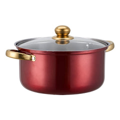10PCS Multifunctional Stainless Steel Soup Pot Set, Milk Pot for Daily Kitchen Cooking, Hot Pot and Instant Noodles, Sturdy Gold-Plated Handles, Red