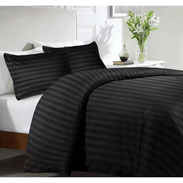 FAURA TEXTILES -Ultra Soft Striped Duvet Cover Set with Pillowcases – Elegant Modern Bedding Set, Smooth Comfortable Finish, Easy Care, Single Double King Super King Sizes