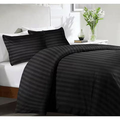 FAURA TEXTILES -Ultra Soft Striped Duvet Cover Set with Pillowcases – Elegant Modern Bedding Set, Smooth Comfortable Finish, Easy Care, Single Double King Super King Sizes