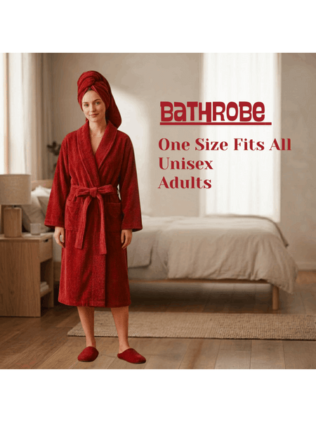 Mens and Ladies Shawl Collar Bathrobe 100% Egyptian Cotton Unisex Shawl Collar Dressing Gown Terry Towelling Bathrobe One Size