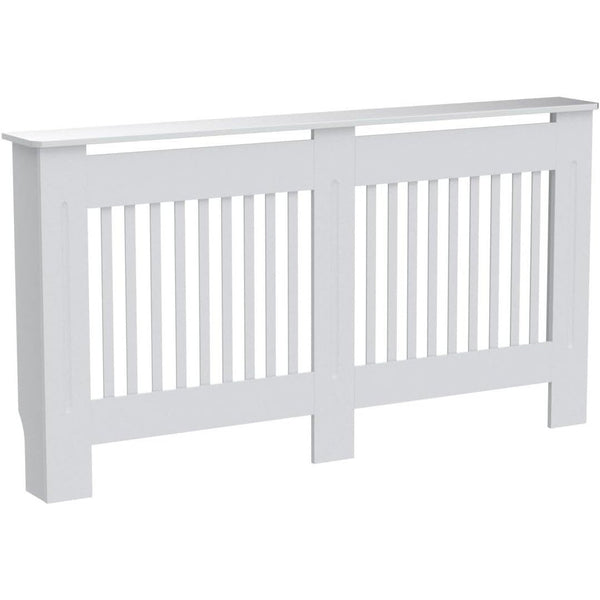 Radiator Cover Cabinet Large Small Wooden Radiator Cover, White Wood Painted MDF Cabinet Heater Cover Cabinet, Slats, Grill, Wood Top Shelf Easy Assembly for Living Room, Hallway, Bedroom Decoration