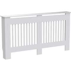 Radiator Cover Cabinet Large Small Wooden Radiator Cover, White Wood Painted MDF Cabinet Heater Cover Cabinet, Slats, Grill, Wood Top Shelf Easy Assembly for Living Room, Hallway, Bedroom Decoration