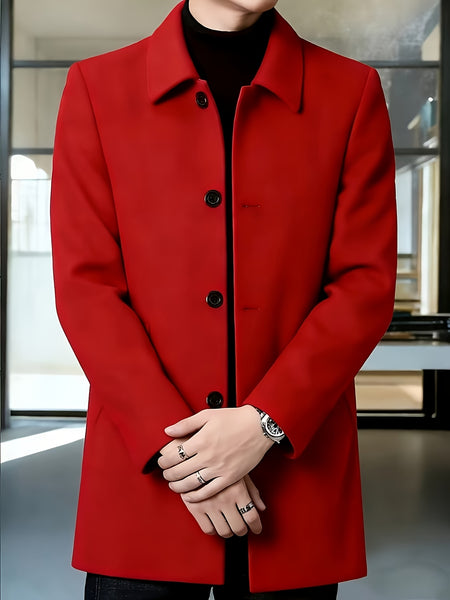 [Wanrenshan OBM] 2025 American Style New Men'S Casual Classic Versatile Solid Color Side Double Pocket Easy Design Handsome Dad Wrinkle-Resistant Non-Iron Single-Breasted Light Luxury Trench Coat