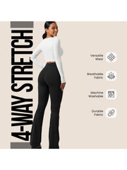 Ladies Flared Trousers Stretch Fit Comfort Fit High-Waisted Flared Pants Suitable For Nurses, Carers, Teachers, School Uniform, Yoga, Travel, Casual, Office Wear