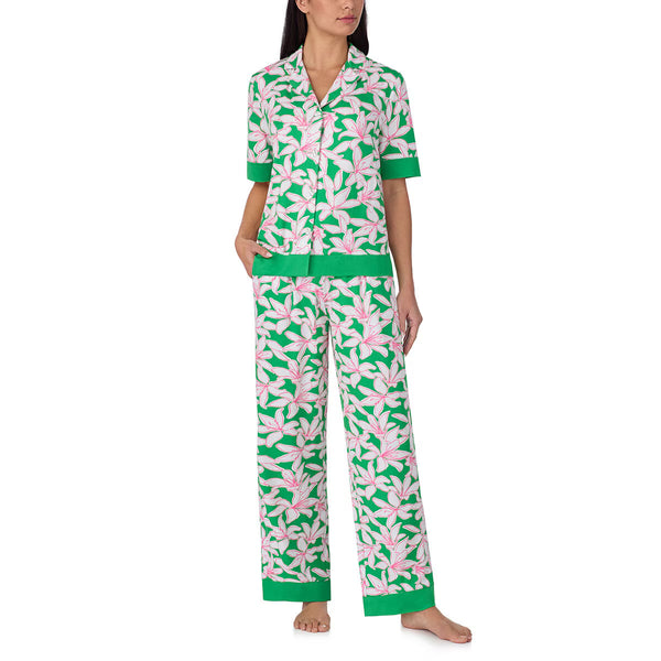 Room Service Notch Collar 2 Piece PJ Set in Blue