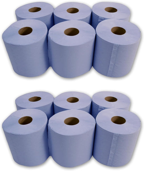 12 x Centre Feed Rolls Blue Tissue Paper Roll | 400 SHEETS PER ROLL | Premium quality