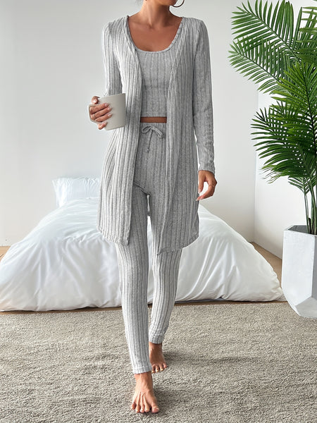 Autumn clothing, casual and elegant Women's three-piece set, stretch fabric, Women's loungewear, suitable for Christmas, holidays, dates, outdoor, beautiful Women's suit.