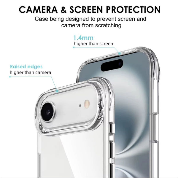 TVELO Clear Phone Case for iPhone 17, iphone 17 air, iphone 17 pro, iphone 17 pro max, Transparent Slim Fit Hard Protective Cover, Shockproof Mobile Case black greay
