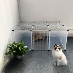 Roofed Cat Playpen System, 12/16/18 Panel Choices, Transparent Cat Enclosure with Top, Complete Kitty Condo with Top Cover, Escape-Proof Indoor Sanctuary, Top Cover Included for Small/Medium Dogs Indoor Protection & Security, Ideal for Indoor Training, Li