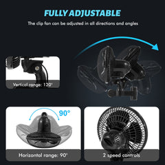 Portable Clip-on Fan, Rotatable Silent Clip-on Fan, Adjustable Angle, Compact and Portable Design, Suitable for Home Offices, Greenhouses and Growing Sheds.