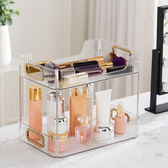 Grey/Clear/Green Stackable Makeup Storage Box with Modern Acrylic Design, Cosmetic Display Organizer for Office Desk and Dressing Table, Practical Desktop Organizer Rack for Jewelry and Lipstick, Perfect Gift Idea for Women and Girls
