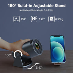 Mini Projector, Polocsh Projector Wifi6 and BT5.2, Portable Projektor 4K Support with Android 11.0, 180° Rotatable, Auto Keystone, 130″ Display and 50% Zoom,Outdoor Projector 2025 Upgrade, Steelgrey