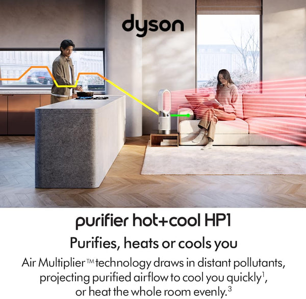 Dyson Purifier Hot+Cool HP1 Purifying Fan Heater, Heats and Cools (White/White)