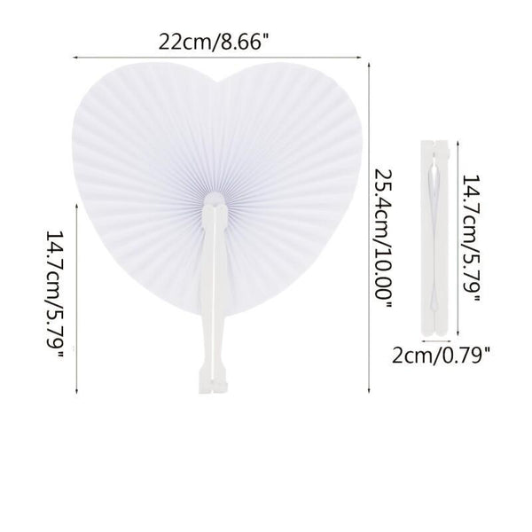 30pcs White Heart Shaped Folding Accordion Paper Fans for Wedding Celebrations, Party Decorations and DIY Painting