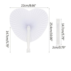 30pcs White Heart Shaped Folding Accordion Paper Fans for Wedding Celebrations, Party Decorations and DIY Painting