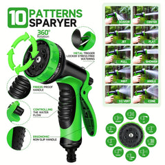 LOVFEN Expandable Flexible Garden Water Hose with 10 Function Spray Nozzle BLUE