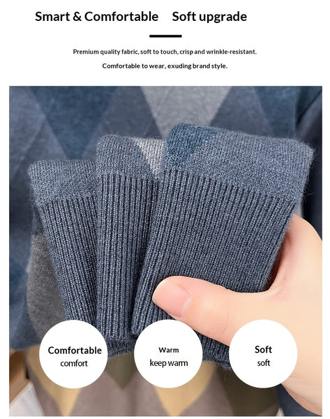 Carterma CRRTMARO Embroidered Sweater Men'S Warm Autumn And Winter Fleece Thickened Semi-High Collar Base Shirt Casual Men'S Clothing Shengyida