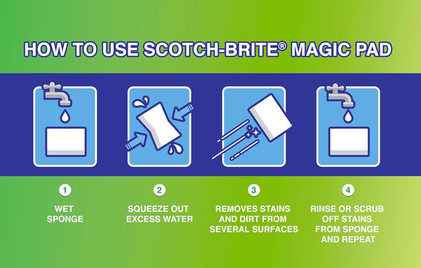 Scotch-Brite Magic Easy Eraser Sponge, Melamine Cleaner, Value Pack of 12 Pads - Removes Stains from Walls, Shoes, Sinks & More without Chemicals, White