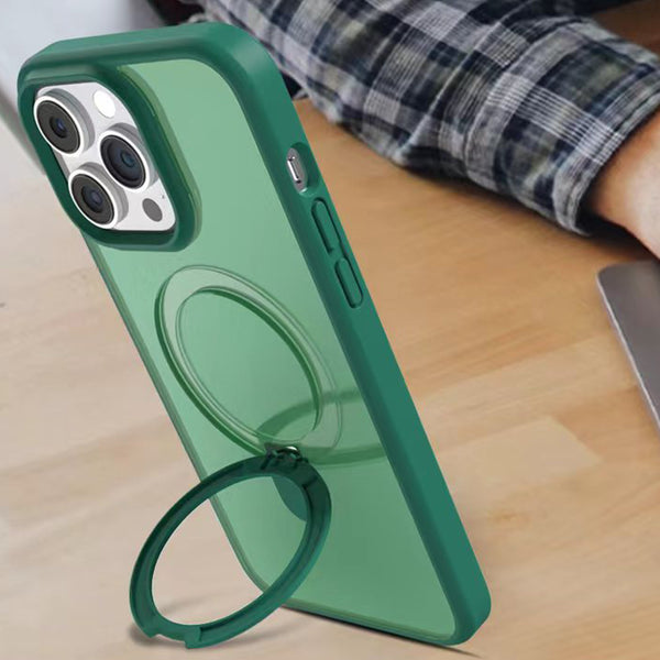 TECH SENSE Magnetic Case for iPhone with Stand, Compatible with MagSafe, Foldable Stand, Full Camera Lens Protection, Scratch-Resistant Translucent Matte Shockproof Phone Cover