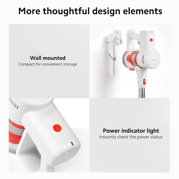 XIAOMI Vacuum Cleaner G20 Lite with 2-in-1 Brush Nozzle, 18Kpa Suction Power and White Light Dust Detection, Handheld Cordless Vacuum Cleaner with 2200mAh Large Batttery for Kinds of Surfaces