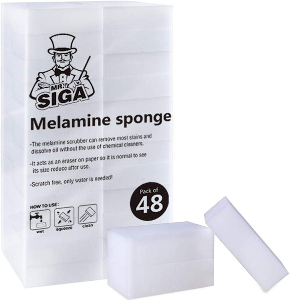 MR.SIGA Multi-Functional Eraser Sponge, Magic Cleaning Pads for Kitchen Household Cleaning, 12 Count, Size 4.7