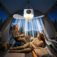 7200mAh Rechargeable Camping Fan with LED Light, USB Ceiling Tent Fan with 4 Speeds, Remote Control, Timer, Detachable Blades, Portable Outdoor Car Camping Fan