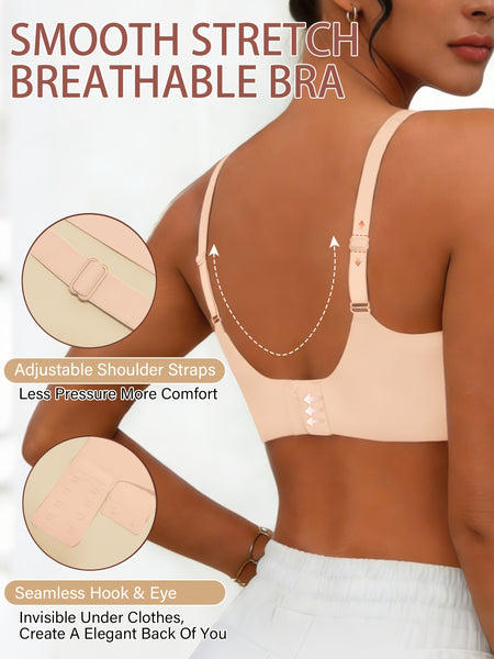 Full-Coverage Push-Up Bra - High Wire-Free Lift, Non-Detachable Padding, Soft T-Shirt Compatible Strap, Casual And Formal Elegant Lingerie, Hand Washable (No Underwire, One-Piece Design)