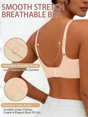 Full-Coverage Push-Up Bra - High Wire-Free Lift, Non-Detachable Padding, Soft T-Shirt Compatible Strap, Casual And Formal Elegant Lingerie, Hand Washable (No Underwire, One-Piece Design)
