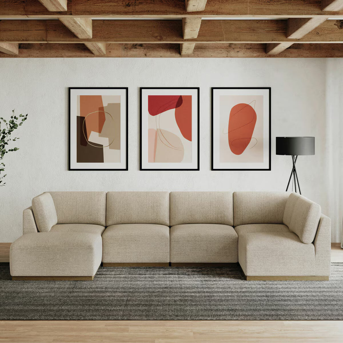 Henredon Murphy Taupe 6 Piece Modular Fabric Sofa